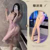 Roupa íntima Cheongsam Sexy Transparente de Uma Alça Rosa Fragrante para Mulheres Renda Sexy Desejo Puro Costas Abertas Tentação