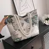 Bolsa Tote de Lona Colorida Personalizada com Listras e Alças Grossas para Mulheres, Bolsa de Ombro Versátil para Armazenamento