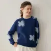Nuevo Suéter de Cachemira para Mujer Estilo Casual de Cuello Redondo, Otoño 2026, con Jacquard Floral, Suéter de Cachemira de Corte Holgado