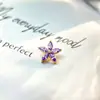 Pendientes de flor de cinco pétalos de marquise dorada de aleación de titanio F136, piercing labial de titanio G23 con rosca interna y circonita, piercing lingual, joyería para piercings