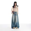 Jeans de Pierna Ancha Sueltos de Longitud al Suelo para Mujer, Estilo Americano Caliente, Hebilla de París, Diseño de Patrón de Bambú, Novedad Primavera/Verano 2006