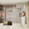 Revestimento de Parede 3D Cinza com Grade de Luxo Leve, Adequado para Salas de Transmissão ao Vivo de Roupas Masculinas e Femininas, Pode Ser Impresso com Logo, Papel de Parede de Fundo de Alta Qualidade