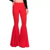 Pantalones Acampanados de Cintura Alta para Mujer Color Sólido Moda Plisados de Campana