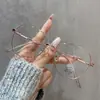Nova Armação Polygonal Estilosa Armação de Metal Lisa Unissex Óculos Tendência Anti-Luz Azul Sem Grau