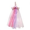 Malha arco-íris unicórnio headband princesa gradiente tassel renda menina cabelo acessórios flor headband véu cocar
