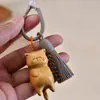 Señor. Frijol tallado gato de la suerte gato lindo colgante llavero amuleto de bolsa llavero con borla coleccionable lindo caricatura