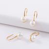 Pendientes de perlas naturales de agua dulce para mujer, de alta calidad, clásicos, sencillos, de moda, estilo retro, con gancho para la oreja, joyería Qingdao al por mayor