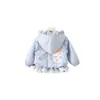Chaqueta con capucha de retazos de gatito nueva para primavera y otoño para niñas, elegante cárdigan de dibujos animados para bebés niñas