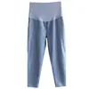 Pantalones de maternidad de algodón y lino de cintura alta con soporte para el vientre, estilo zanahoria, holgados, adelgazantes, cropped, casual, tipo harén