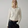 Suéter corto de lana de punto trenzado retro clásico para mujer, cárdigan suave de cachemira trenzada para otoño e invierno, suéter ajustado para el trabajo