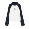 Camisa Básica de Manga Longa Estrela de Cinco Pontas Gola Alta Slim Fit Cor Combinando Meninas Outono 2024 Novo Top ins