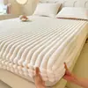 Sábana gruesa con forro polar para otoño e invierno, hecha de terciopelo de leche e imitación de terciopelo de conejo, suave y amigable con la piel, adecuada para dormitorio y habitación, juego de tres piezas
