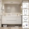 Gabinete de Baño Combinado Estilo Crema al por Mayor Lujo Ligero Dulce Madera Maciza Moderno Simple Lavabo de Baño Lavado de Manos Cara