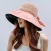 Sombrero de Pescador de Ala Ancha para Cubrir la Cara, Sombrero de Sol Negro de Goma con Protección Solar y Lazo, Sombrero Versátil de Verano Estilo Coreano para Mujer