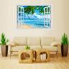 Adhesivo de Ventana 3D Creativo para Sala de Estar Paisaje Playa Árbol de Coco Papel Tapiz Autoadhesivo Decorativo Adhesivo para Vidrio Mural Pintura de Pared Personalización