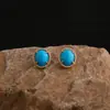 Nuevos Pendientes de Moda Versátiles Estilo Palacio Chino Pendientes Ovalados de Gota de Agua Azul Pendientes Retro Literarios de Gama Alta de Nicho