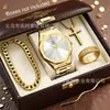 Nuevo conjunto transfronterizo de reloj y accesorio para hombre, reloj de pulsera real de diamante de alta gama para negocios, reloj de cuarzo de moda de lujo ligero