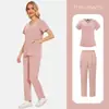 Temu Multicolor Secado Rápido Delgado Color Puro Bata de Laboratorio Hogar de Ancianos Enfermería UCI Ropa de Trabajo Uniforme de Enfermera de Dos Piezas