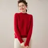 Suéter de Punto Grueso Cálido de Cabra con Cuello Medio para Mujer, Amigable con la Piel, Reductor de Edad, Nuevo para Otoño e Invierno 2025
