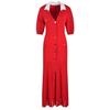 Amazon Cross-Border Saia Longa Elegante Vermelha de Manga Curta para Mulheres Saia de Tricô Elegante e Justa para Mulheres Vestido com Gola Polo