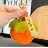 Mini llavero colgante de piel de conejo Rex real con forma de caqui pequeño para coche, con bola de peluche y mochila escolar, regalo