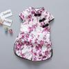 BB46 Mufu Rui una generación de traje cheongsam satinado de manga corta para niños morado completo entrepierna china moda