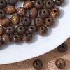 Contas redondas de madeira maciça em estilo antigo natural, contas de madeira crua para pulseiras vintage DIY feitas à mão, colares, contas soltas e acessórios de joias