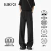 Pantalones Casuales Rectos Versátiles Negros Pantalones de Traje Americanos de Gama Alta con Caída Moda Masculina de Otoño Cómodos Transpirables