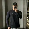 Camiseta de manga larga para hombre estilo americano, con textura de panal, secado rápido, transpirable y elástica, diseñada para el otoño