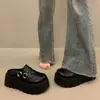 Medias Pantuflas Cerradas de Plataforma para Mujer 2026 Estilo Nuevo de Primavera Sin Talón Zapatos de Cuero JK Modernos y Elegantes Slip-On para Uso en Exteriores