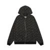 Outono Novo Irregular Zíper Floral Over-Hooded Moletom Estilo Acadêmico All-Match Início do Outono Jaqueta com Zíper