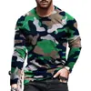 Camiseta de manga larga para hombre con estampado digital, cuello redondo, corte holgado, estampado de camuflaje deportivo 3D, nueva para primavera y otoño, transfronteriza