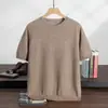 2025 Novo Outono e Inverno Malha de Cashmere Gola Redonda Manga Curta Masculina Cor Sólida Macio Aveludado Quente Malha de Cashmere Top