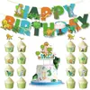 Decoraciones para Fiesta de Cumpleaños con Tema de Dinosaurios, Banderines, Inserto para Pastel, Set de Decoración para Fiesta de Cumpleaños