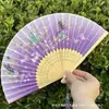 Leque Dobrável Estilo Antigo Transfronteiriço para o Verão, Estilo Chinês, Hanfu, Cheongsam, Leque Pequeno Dobrável de Bambu Portátil para Mulheres