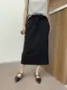 Falda midi con abertura trasera, corte holgado para principios de primavera, efecto adelgazante, cintura elástica con cordón, tiro alto, ajustada en la cadera, diseño de pierna recta, estilo deportivo, falda larga para mujer