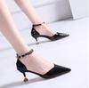 Sandálias de Bico Fino Estilo Europeu e Americano para Mulheres, Novo Estilo de Verão com Tira Única e Bico Fechado, Adequado para Mulheres