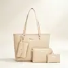 Bolso tote cosido con efecto de ondas de agua, bolso de mujer, nuevo estilo 2026, simple y de gran capacidad, color liso, bolso de hombro de moda