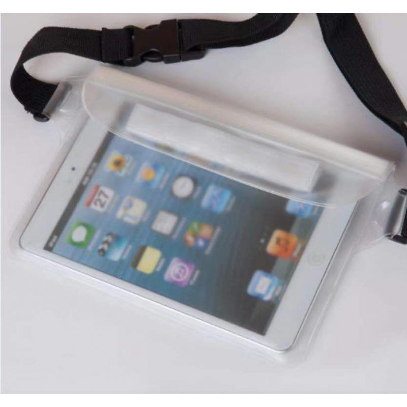 跨境户外手机漂流沙滩手机防水袋密封可触屏透明PVC腰包_白色