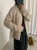 Ropa para Mujer de Nuevo Estilo Transfronteriza Otoño e Invierno Suave y Pegajosa Solapa Cremallera de Doble Cabezal Hilo Floral Suéter para Mujer Cardigan de Punto Adelgazante Moderno
