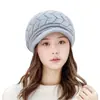 Novo Chapéu de Tricô de Inverno para Mulheres, Meia-Idade e Idosos, Forrado com Lã e Espessado, Boina com Aba, Quente e à Prova de Vento, Chapéu de Lã da Mamãe