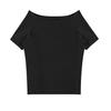 Camiseta Gris de un Solo Hombro con Cuello Asimétrico de Manga Corta para Mujer Verano 2025 Nueva Camiseta Holgada de Manga Media de Alta Gama para Mujer