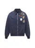 Chaqueta Unisex de Tendencia Nacional Retro Americana 2025 con Bordado de Flocado de Dibujos Animados, Estilo High Street Versátil, Abrigo de Cuello Alto Estilo Universitario