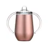 Taza Térmica de Acero Inoxidable 304 de Doble Pared y Doble Asa de 10 oz, con Tapa tipo Cáscara de Huevo, para Uso Transfronterizo, Asa Doble, Forma de U
