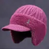 Nuevos Sombreros de Invierno para Mujeres de Mediana Edad y Mayores, Sombrero de Lana Cálido con Felpa para Abuela Señora Mayor, Sombrero de Punto Anti-Frío para Mamá