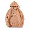 Moletom Casual com Capuz e Zíper Meio (Half-Zip) de Coral com Forro de Lã, Letras, Manga Longa, para Homens, Novo Outono e Inverno 2025, Comércio Exterior Transfronteiriço