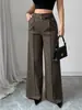 Pantalones de Traje Casual Elegantes de Cintura Alta Rectos Sueltos para Mujer, Novedad Otoño e Invierno 2025, Europeos y Americanos Transfronterizos