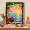 Pintura al Óleo Digital al por Mayor Pintura al Óleo DIY Colorear Florales Alféizar de Ventana Flor Pintura al Óleo Relleno Pintura Decorativa Simple