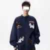 Cardigan Grueso Retro Trendy Bordado de Toalla para Hombre de Primavera y Otoño Marca Trendy Chaqueta Abrigo Casual Versátil para Pareja