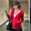 Colección Chaqueta Roja de Año Nuevo Yoga Deportes Running Cárdigan Sudadera Chaqueta de Cuello Alto Top Delgado de Manga Larga para Exteriores